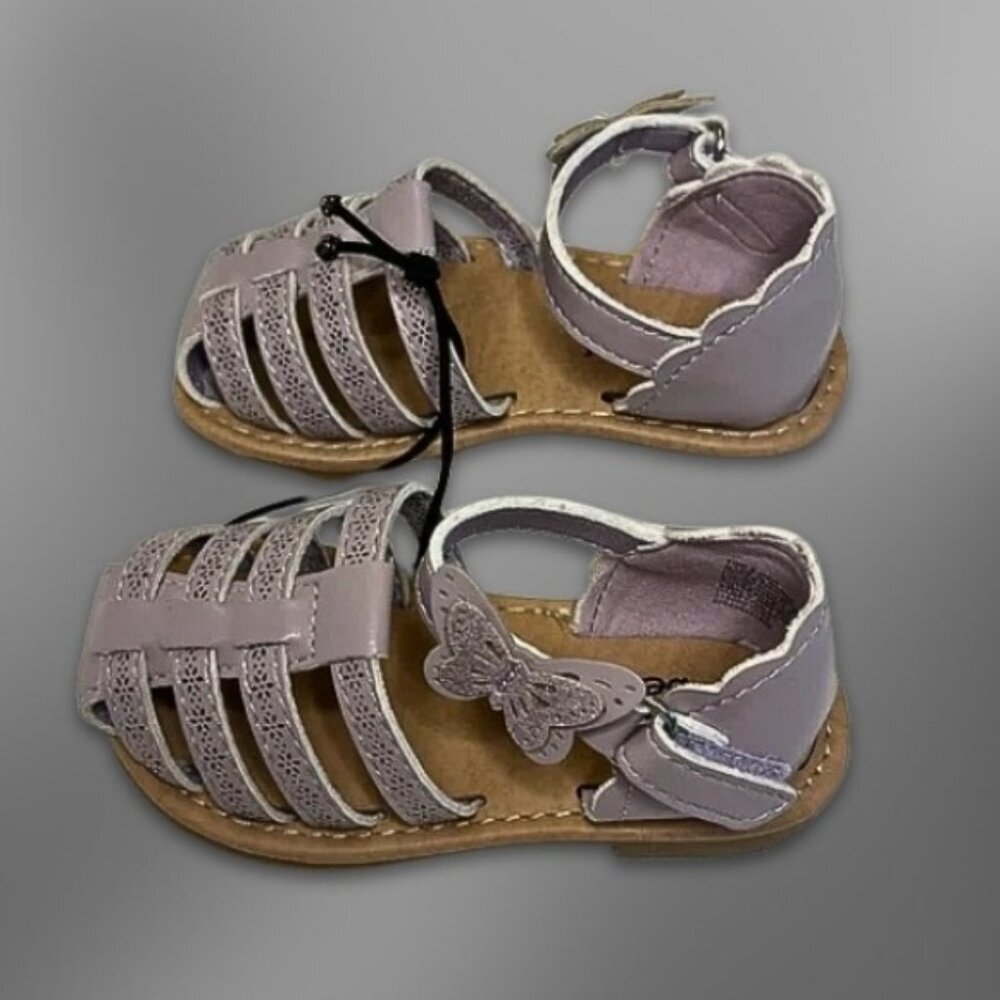 Jumping Beans Toddler Sandals Secure Strap Butterfly Detail Purple Girl 5T NWT